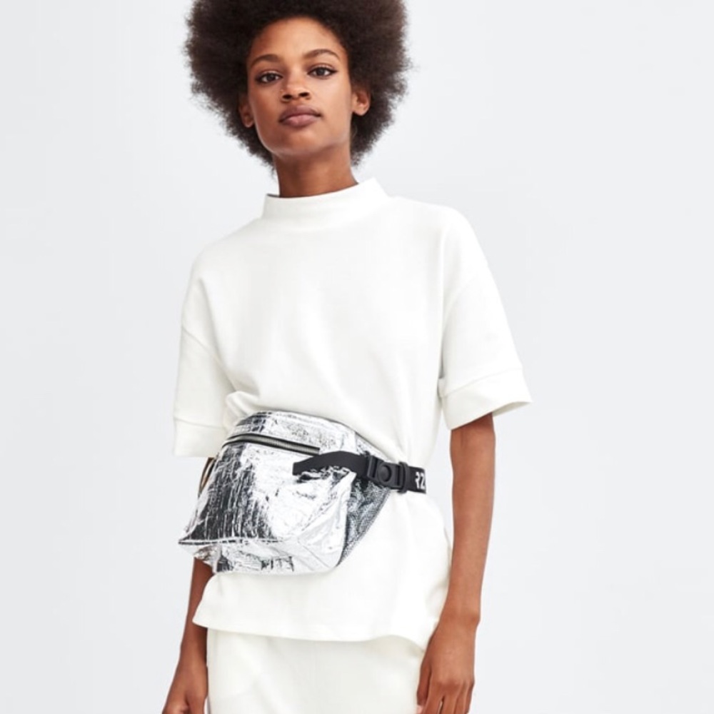 NWT two Zara high neck shortsleeve sweatshirt M